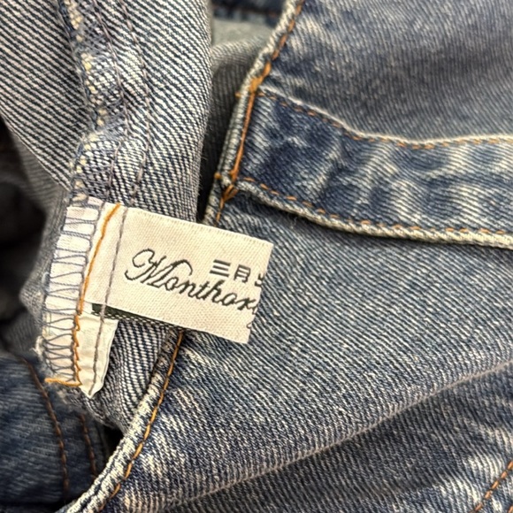 Monthorigin High Rise Wide Leg Jeans Button Front Raw Hem Boho Y2K 28x28 - Picture 13 of 14